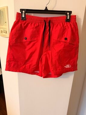 The North Face Bright Red Swim Trunks with Black Drawstring
